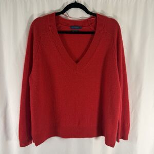 Biltmore 100% Cashmere Sweater Women's Small Red V-Neck Knit Long Sleeve Soft